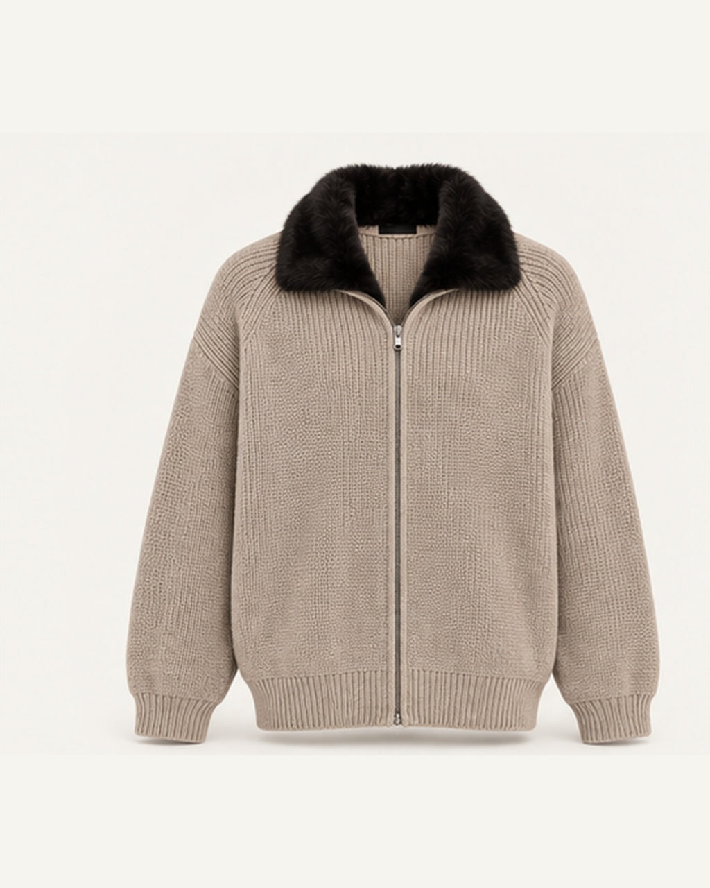 The Engadin Zip Knit — Fur Collar