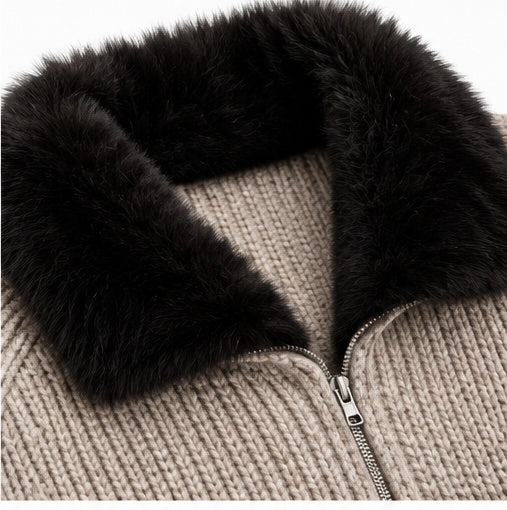 The Engadin Zip Knit — Fur Collar