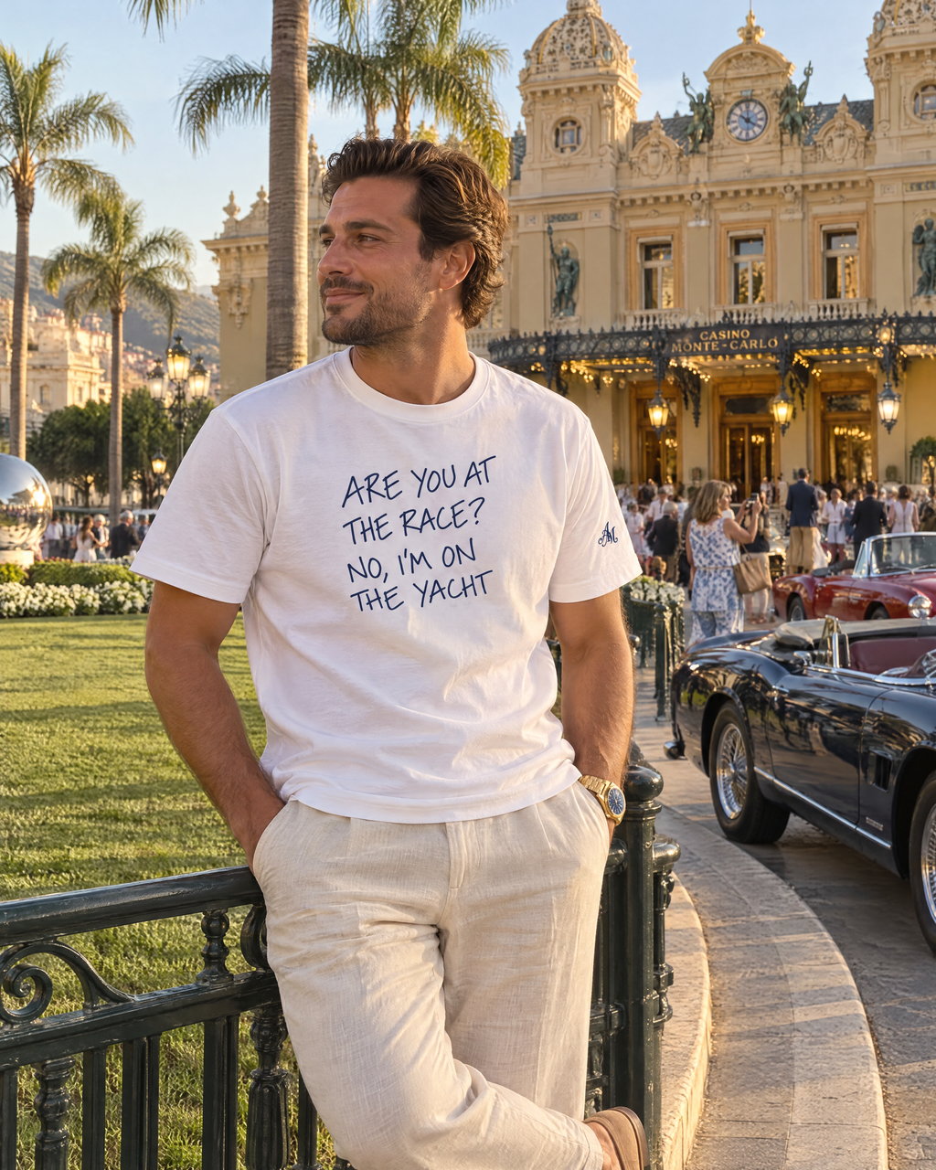 White t-shirt on the Place du Casino, Monte-Carlo